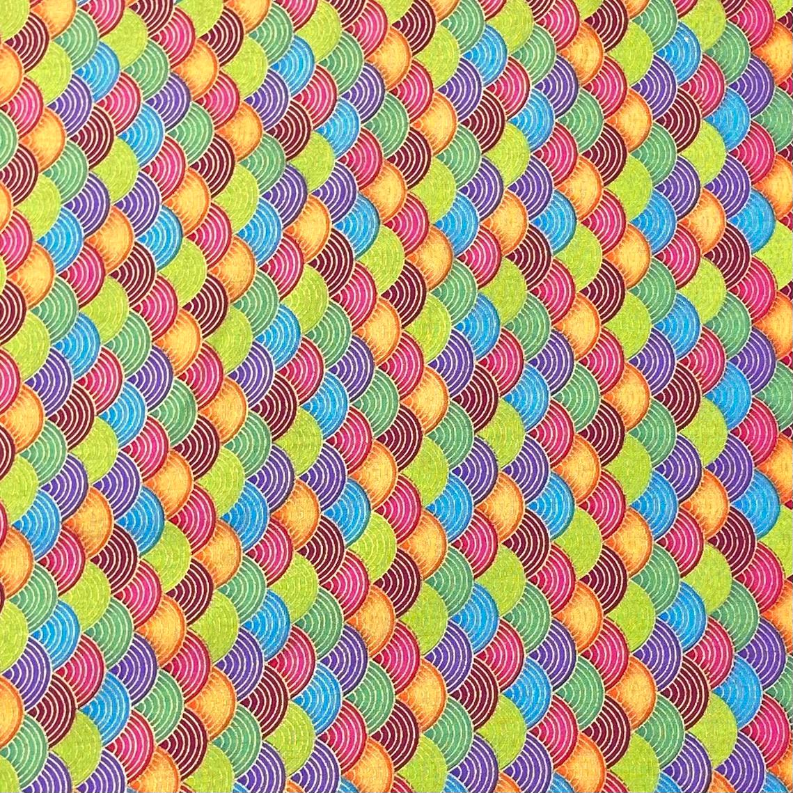Pound A Metre Per Metre Per Metre Oriental Gold Foil Printed Cotton - 55" Wide (Multicolour Waves)
