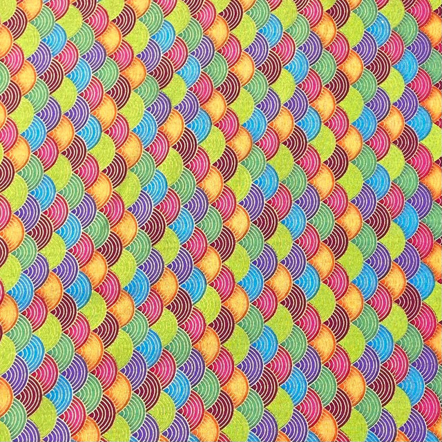 Pound A Metre Per Metre Per Metre Oriental Gold Foil Printed Cotton - 55" Wide (Multicolour Waves)