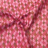 Pound A Metre Per Metre Per Metre Oriental Gold Foil Printed Cotton - 55" Wide (Pink Waves)