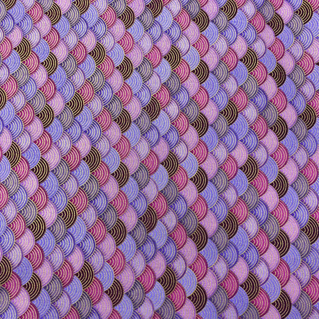 Pound A Metre Per Metre Per Metre Oriental Gold Foil Printed Cotton - 55" Wide (Purple Waves)