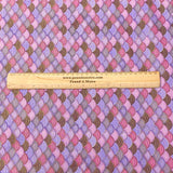 Pound A Metre Per Metre Per Metre Oriental Gold Foil Printed Cotton - 55" Wide (Purple Waves)