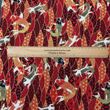 Pound A Metre Per Metre Per Metre Oriental Gold Foil Printed Cotton - 55" Wide (Red Fish)