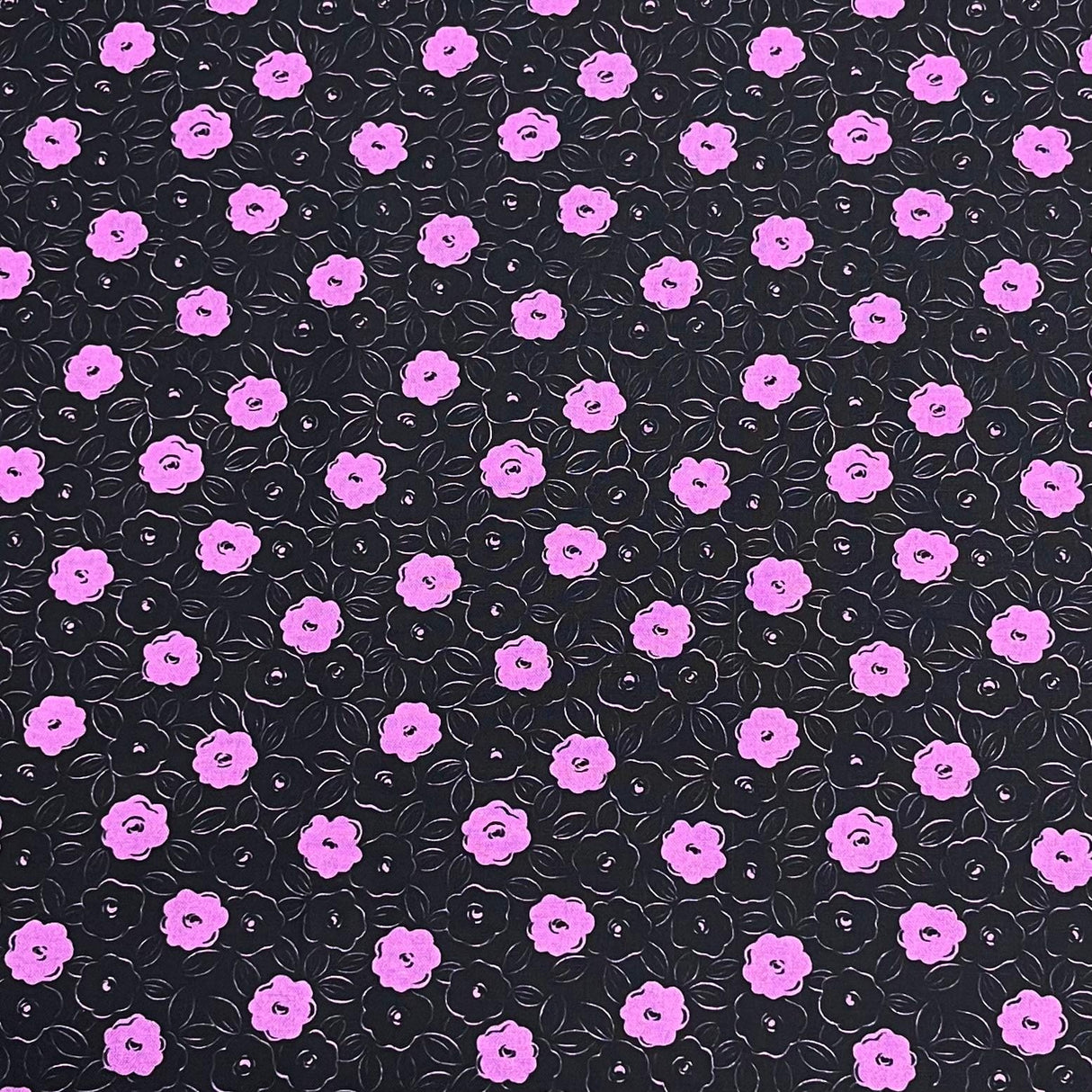 Pound A Metre Per Metre Premium Digital Cotton 45'' Wide (Black & Pink)