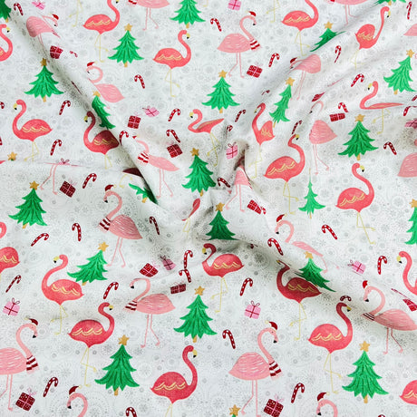 Pound A Metre Per Metre Premium Digital Cotton 45'' Wide (Christmas Flamingo)