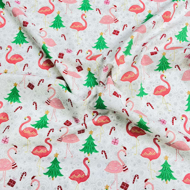 Pound A Metre Per Metre Premium Digital Cotton 45'' Wide (Christmas Flamingo)