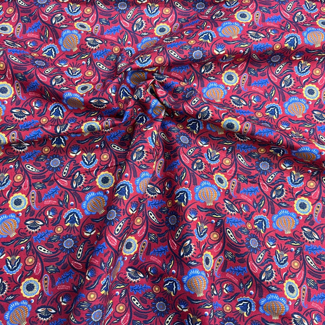 Pound A Metre Per Metre Premium Digital Cotton 45'' Wide (Maroon Garden)