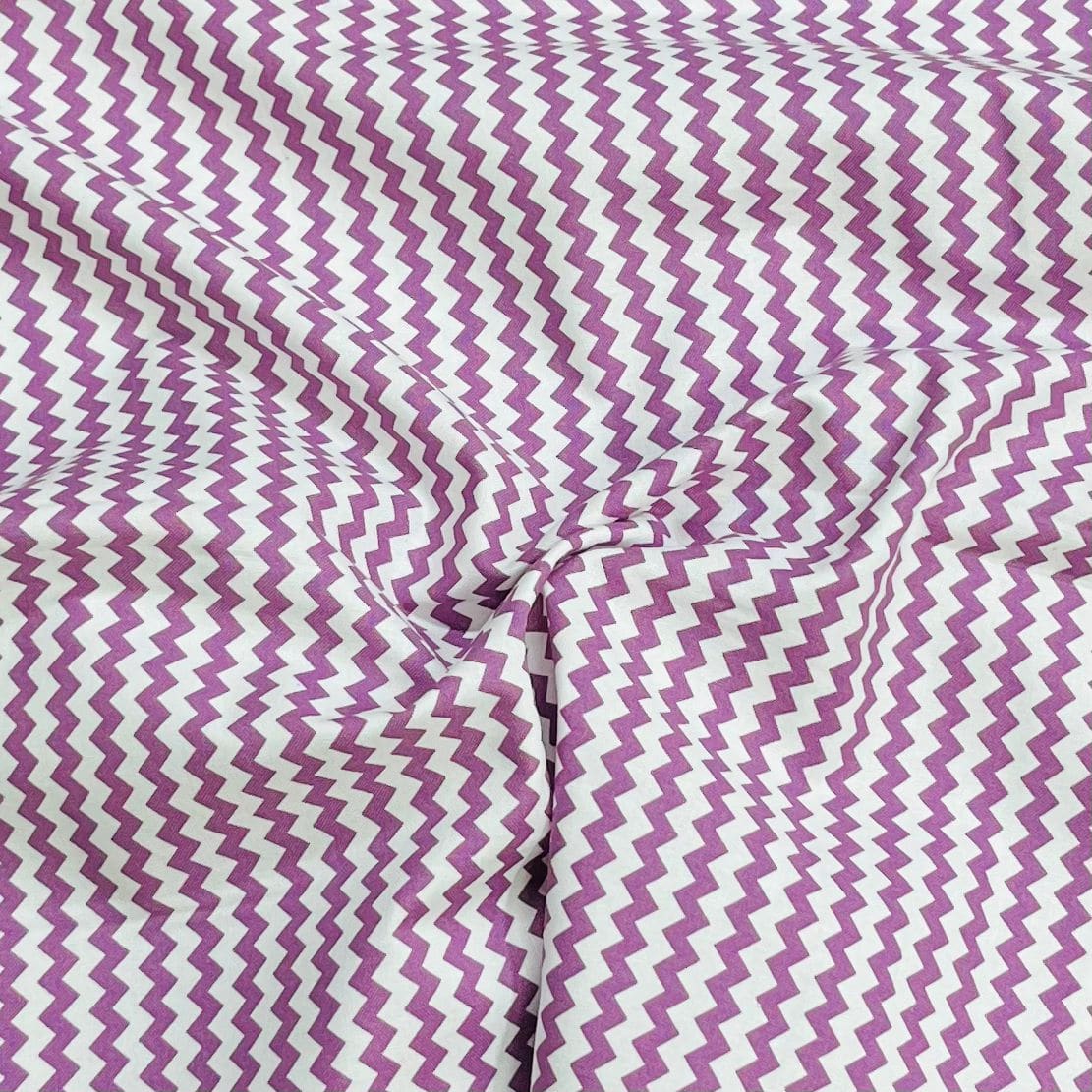 Pound A Metre Per Metre Premium Digital Cotton 45'' Wide (Purple & White)