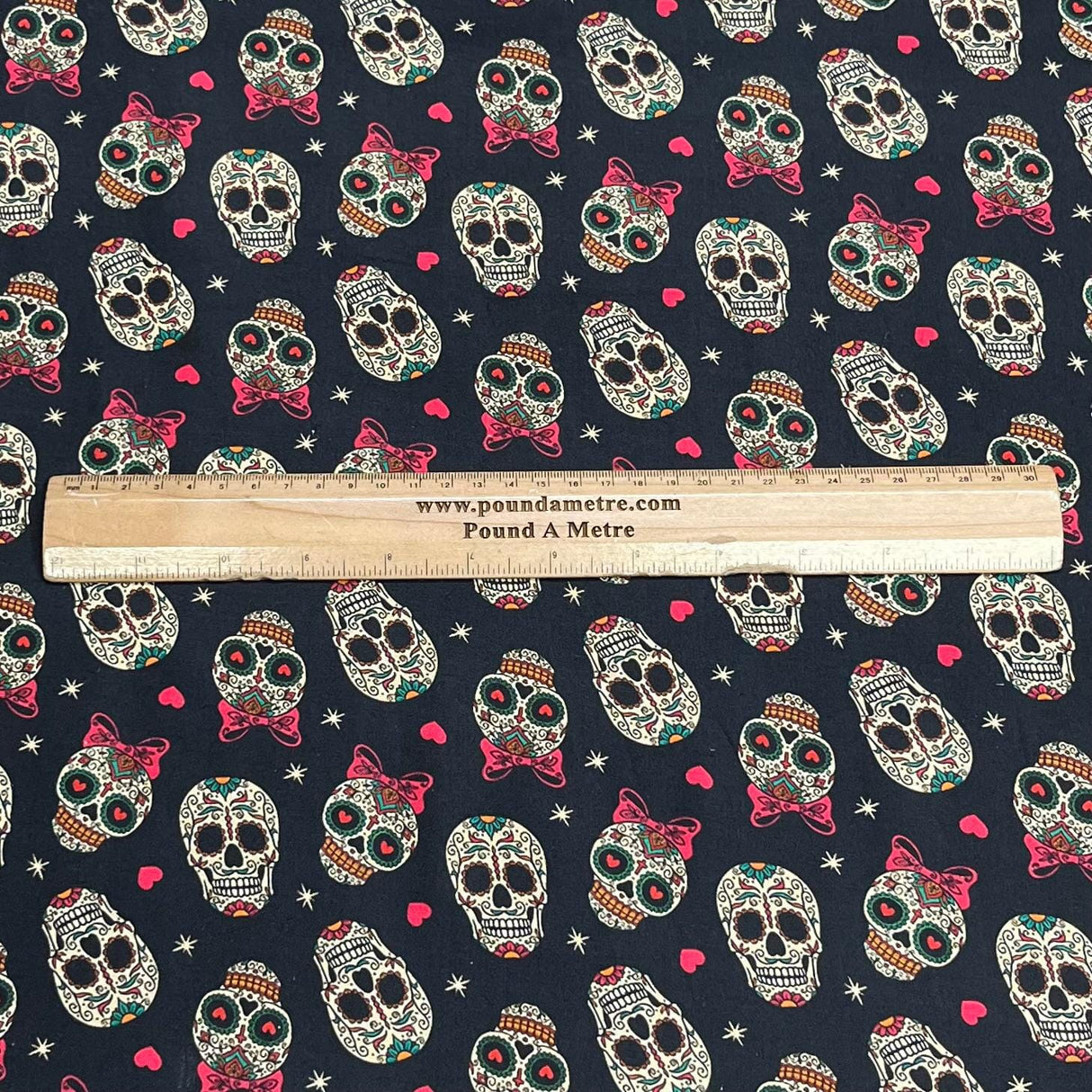 Pound A Metre Per Metre Premium Digital Cotton 45'' Wide (Skull)