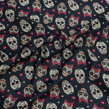 Pound A Metre Per Metre Premium Digital Cotton 45'' Wide (Skull)