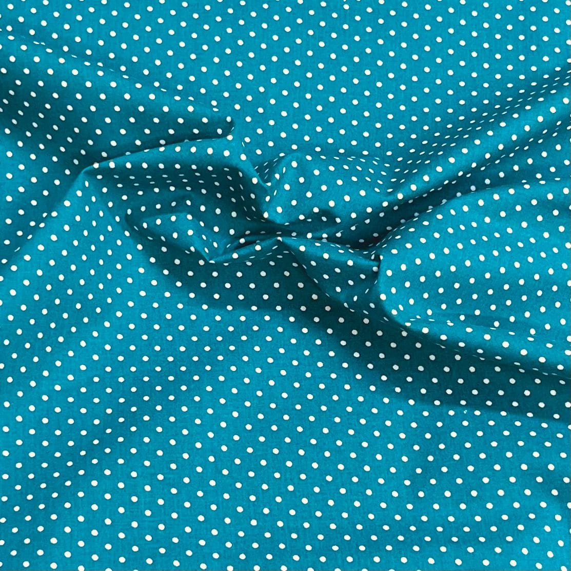 Pound A Metre Per Metre Premium Digital Cotton 45'' Wide (Teal Polka)