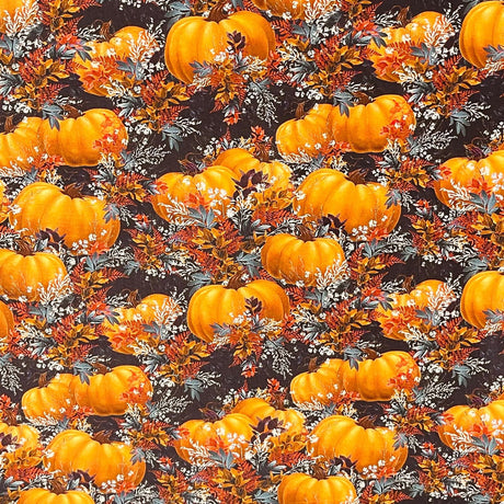 Pound A Metre Per Metre Premium Digital Printed Autumn Cotton 45'' Wide (Fire Pumpkin)