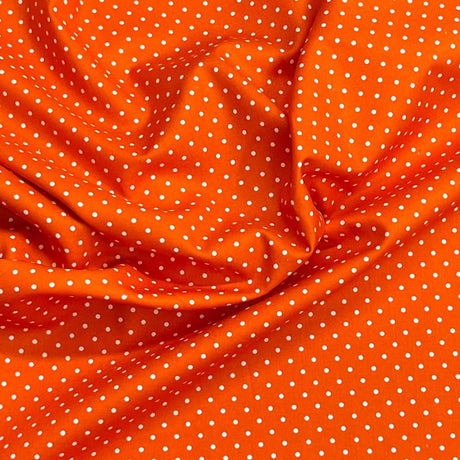 Pound A Metre Per Metre Premium Digital Printed Autumn Cotton 45'' Wide (Orange Polka)