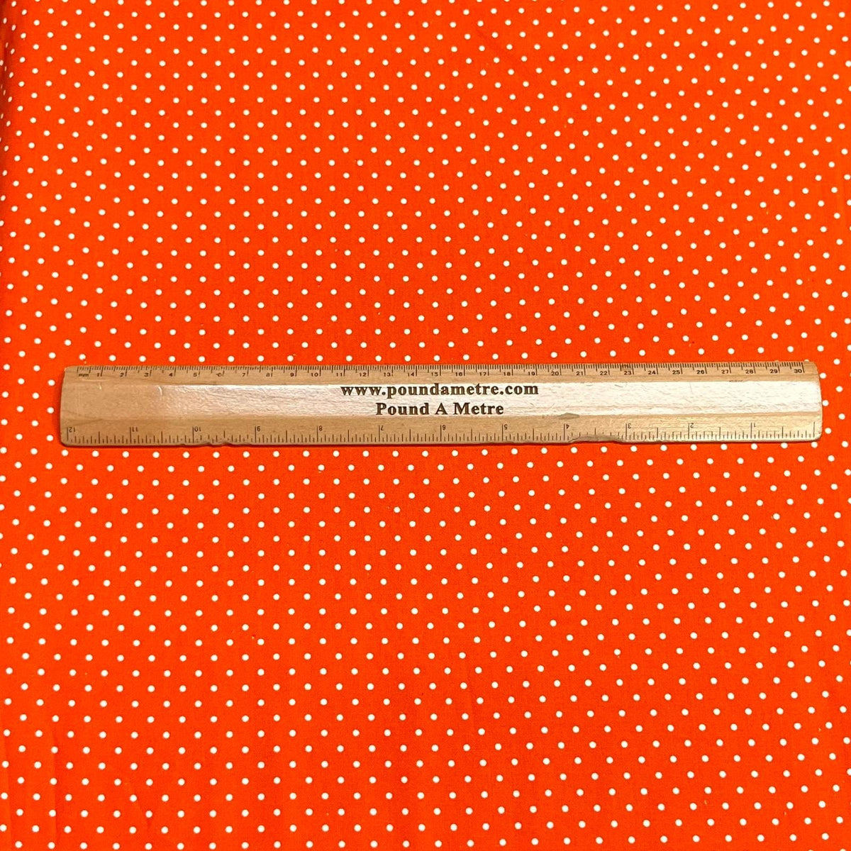 Pound A Metre Per Metre Premium Digital Printed Autumn Cotton 45'' Wide (Orange Polka)