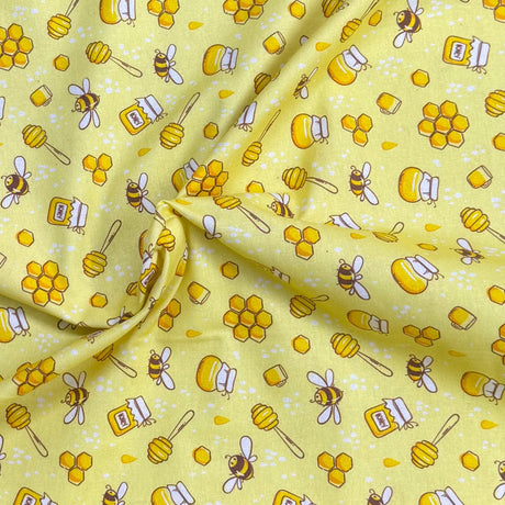 Pound A Metre Per Metre Premium Digital Printed Cotton 45'' Wide (Bee)