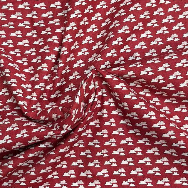 Pound A Metre Per Metre Premium Digital Printed Cotton 45'' Wide (Wine Clouds)