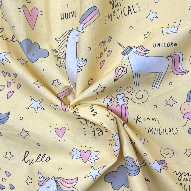 Pound A Metre Per Metre Premium Digital Printed Cotton 45'' Wide (Yellow Pony)