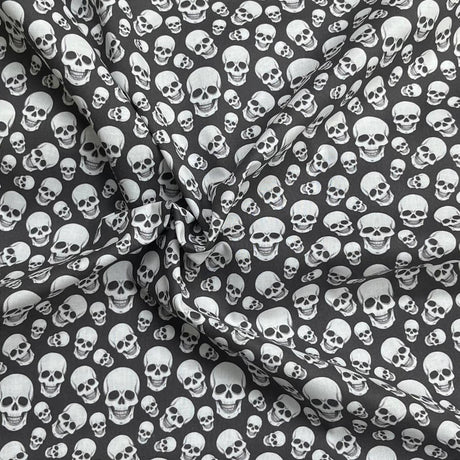Pound A Metre Per Metre Premium Digital Printed Halloween Cotton 45'' Wide (Skull)