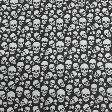 Pound A Metre Per Metre Premium Digital Printed Halloween Cotton 45'' Wide (Skull)