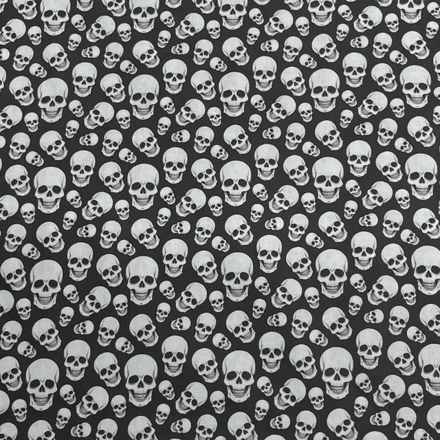 Pound A Metre Per Metre Premium Digital Printed Halloween Cotton 45'' Wide (Skull)