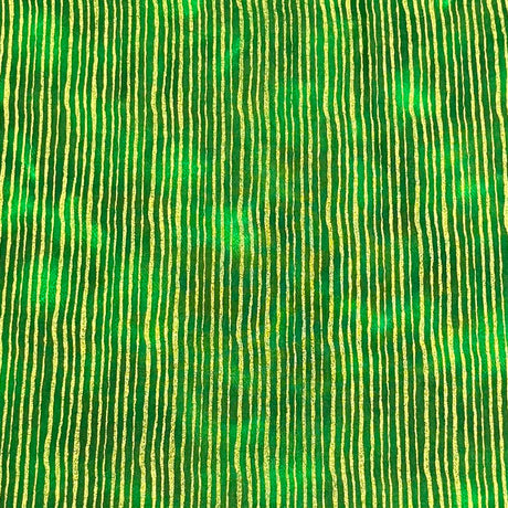 Pound A Metre Per Metre Premium Gold Foil Cotton 45'' Wide (Green & Gold)