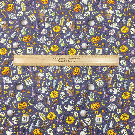 Pound A Metre Full Metre Per Metre Premium Quality 100% Quilting Halloween Cotton 45' Wide  (Halloween Night)