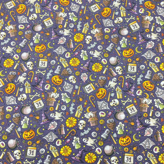 Pound A Metre Full Metre Per Metre Premium Quality 100% Quilting Halloween Cotton 45' Wide  (Halloween Night)