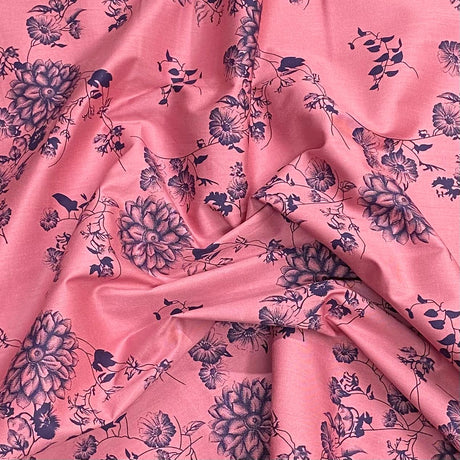 Pound A Metre Per Metre Per Metre Premium Quality Floral Drill  58" (Mauve)