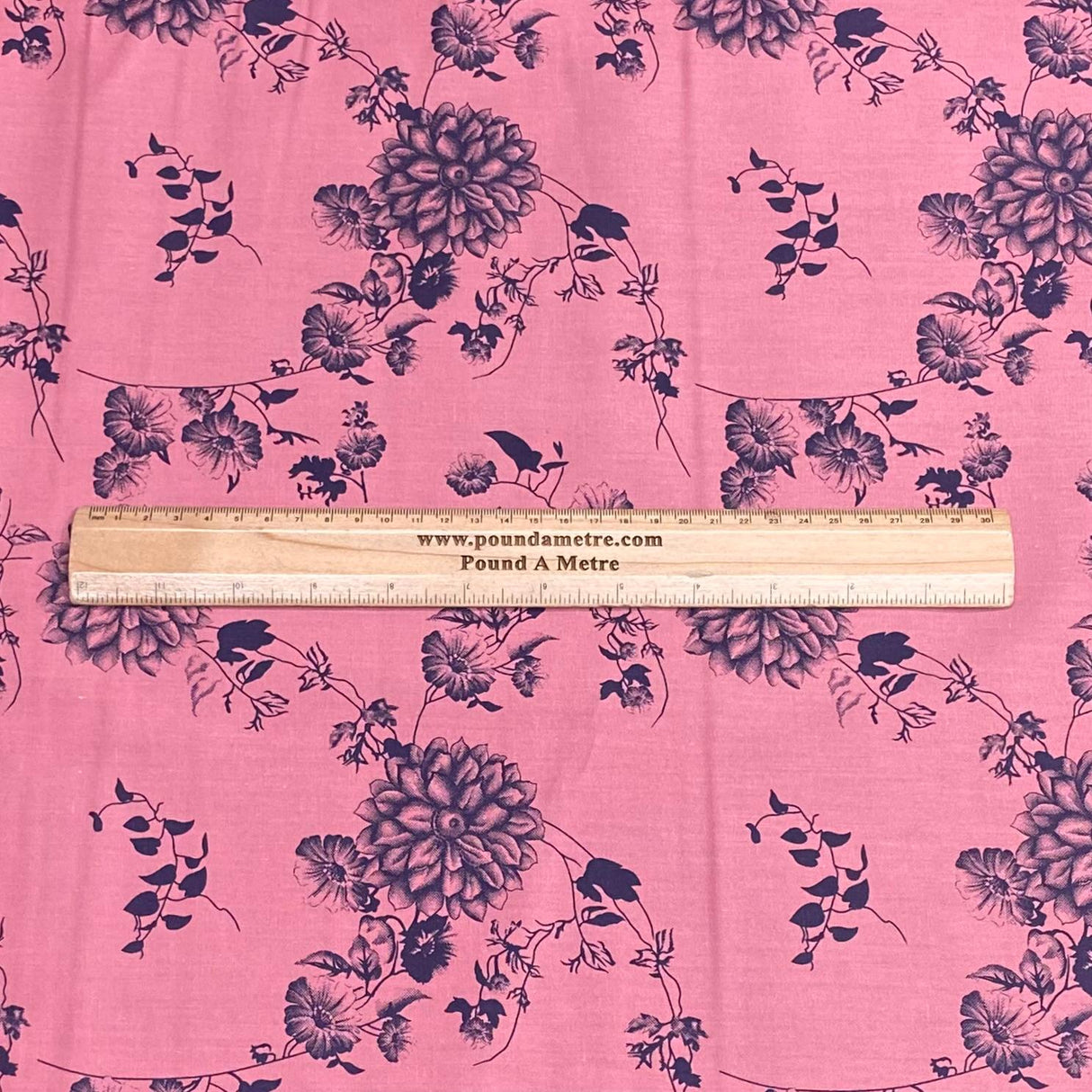Pound A Metre Per Metre Per Metre Premium Quality Floral Drill  58" (Mauve)