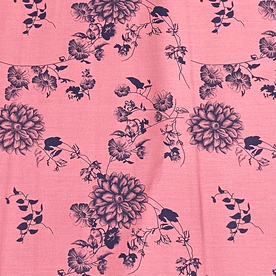 Pound A Metre Per Metre Per Metre Premium Quality Floral Drill  58" (Mauve)