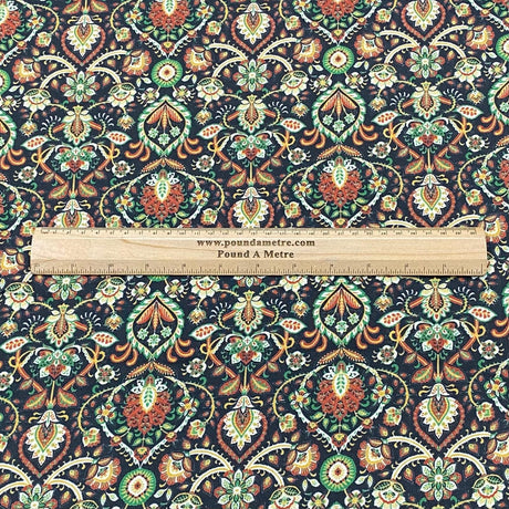 Pound A Metre Per Metre Per Metre Printed Cashmere Effect Crepe Fabric- 45" Wide (Black)