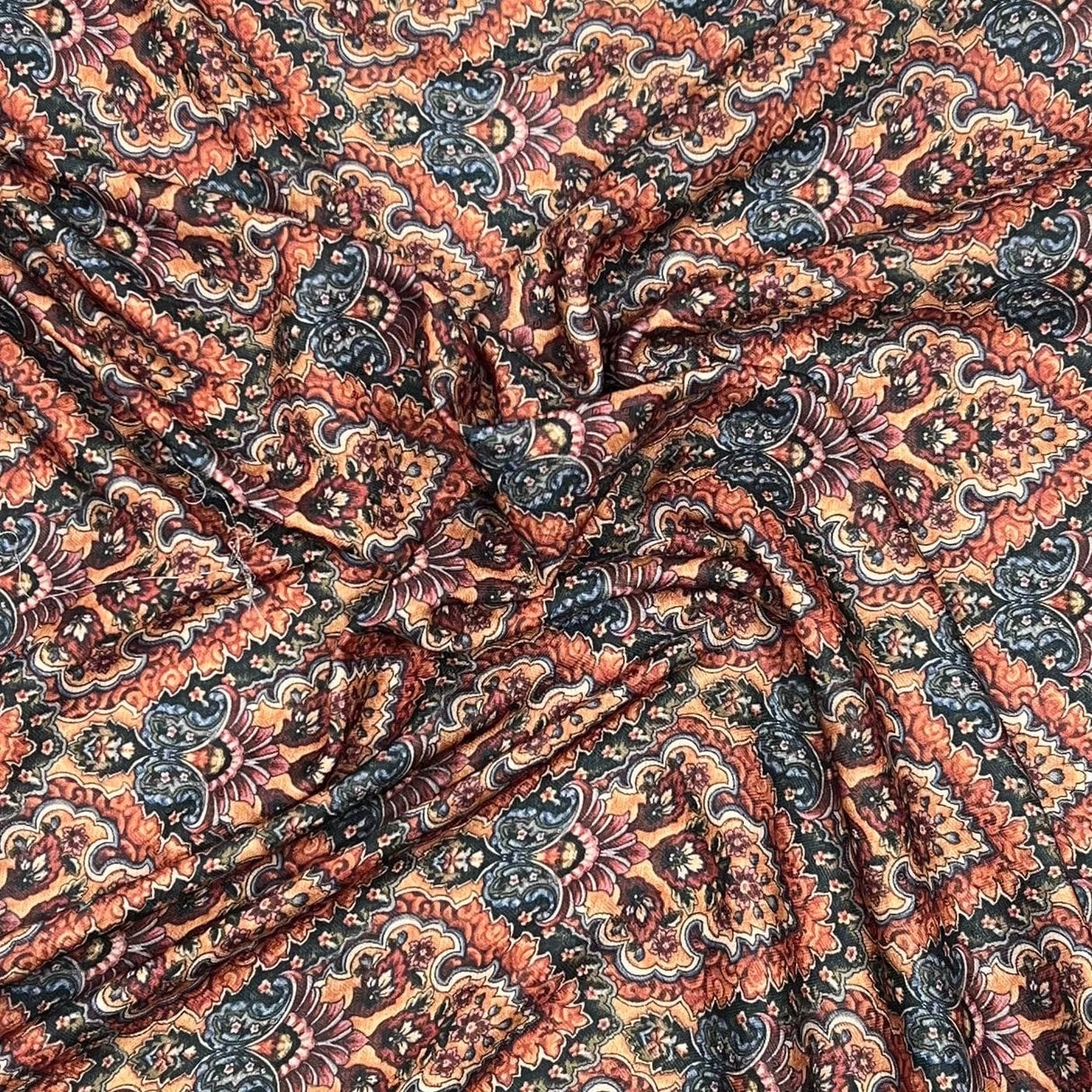 Pound A Metre Per Metres Per Metre Printed Cashmere Effect Crepe Fabric- 45" Wide (Brown)