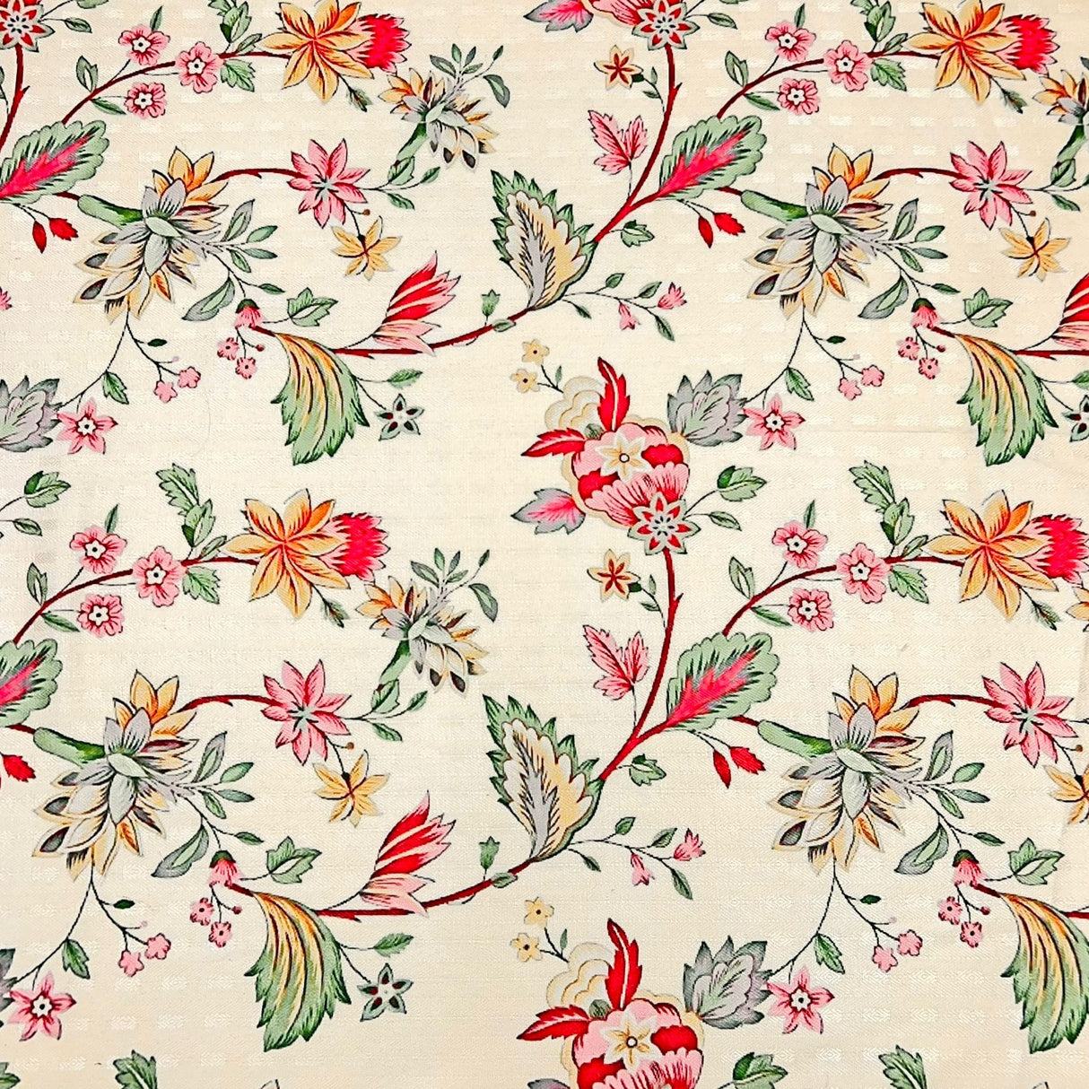 Pound A Metre Per Metres Per Metre Printed Cashmere Effect Crepe Fabric- 45" Wide (Cream Garden)