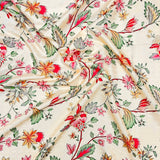 Pound A Metre Per Metres Per Metre Printed Cashmere Effect Crepe Fabric- 45" Wide (Cream Garden)