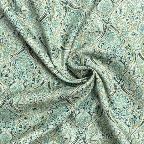 Pound A Metre Per Metre Printed Cashmere Effect Crepe Fabric- 45" Wide (Mint)