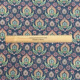 Pound A Metre Per Metre Printed Cashmere Effect Crepe Fabric- 45" Wide (Navy Bloom)