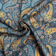 Pound A Metre Per Metre Printed Cashmere Effect Crepe Fabric- 45" Wide (Navy Paisley)