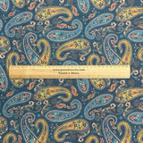 Pound A Metre Per Metre Printed Cashmere Effect Crepe Fabric- 45" Wide (Navy Paisley)