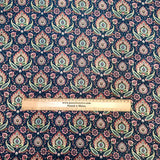 Pound A Metre Per Metre Per Metre Printed Cashmere Effect Crepe Fabric- 45" Wide (Navy)