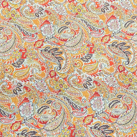 Pound A Metre Per Metre Per Metre Printed Cashmere Effect Crepe Fabric- 45" Wide (Orange Paisley)