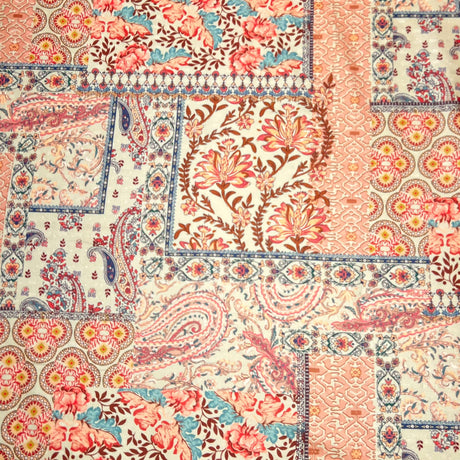 Pound A Metre Per Metres Per Metre Printed Cashmere Effect Crepe Fabric- 45" Wide (Orange)