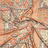 Pound A Metre Per Metres Per Metre Printed Cashmere Effect Crepe Fabric- 45" Wide (Orange)