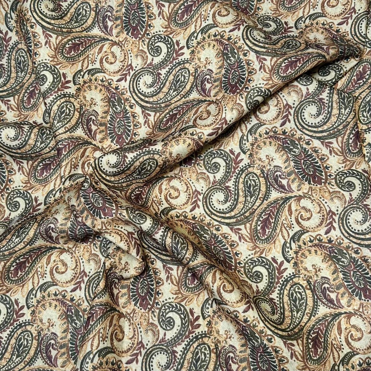 Pound A Metre Per Metre Per Metre Printed Cashmere Effect Crepe Fabric- 45" Wide (Paisley)