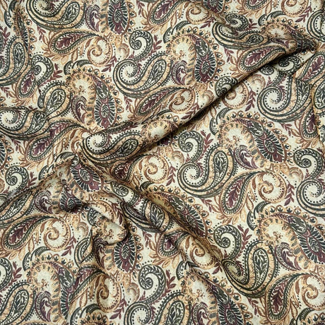 Pound A Metre Per Metre Per Metre Printed Cashmere Effect Crepe Fabric- 45" Wide (Paisley)