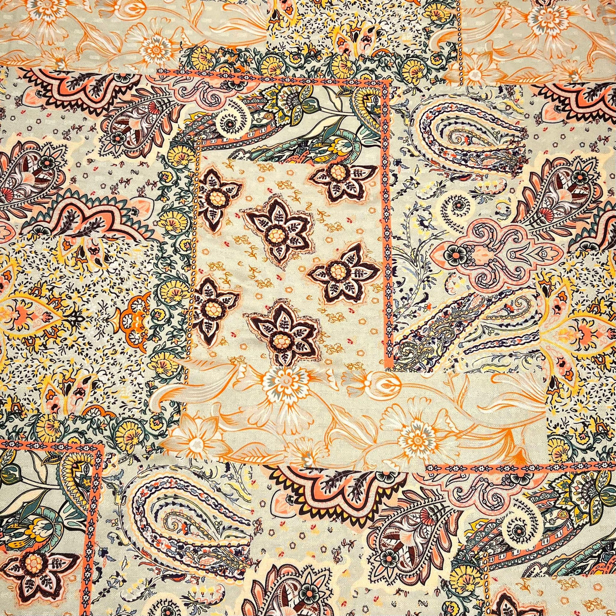 Pound A Metre Per Metres Per Metre Printed Cashmere Effect Crepe Fabric- 45" Wide (Panel)