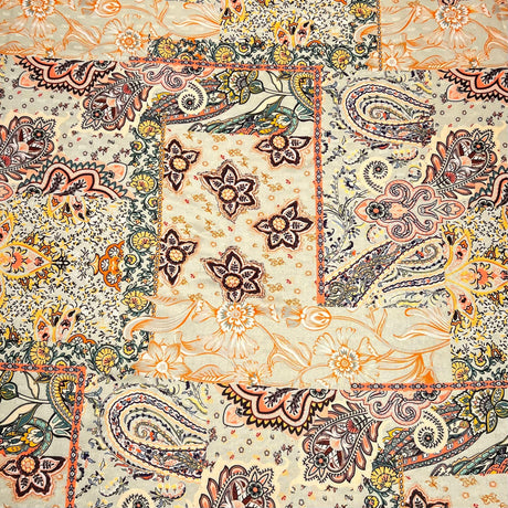 Pound A Metre Per Metres Per Metre Printed Cashmere Effect Crepe Fabric- 45" Wide (Panel)