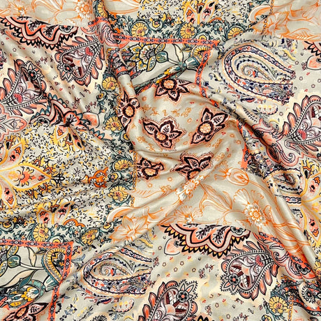 Pound A Metre Per Metres Per Metre Printed Cashmere Effect Crepe Fabric- 45" Wide (Panel)