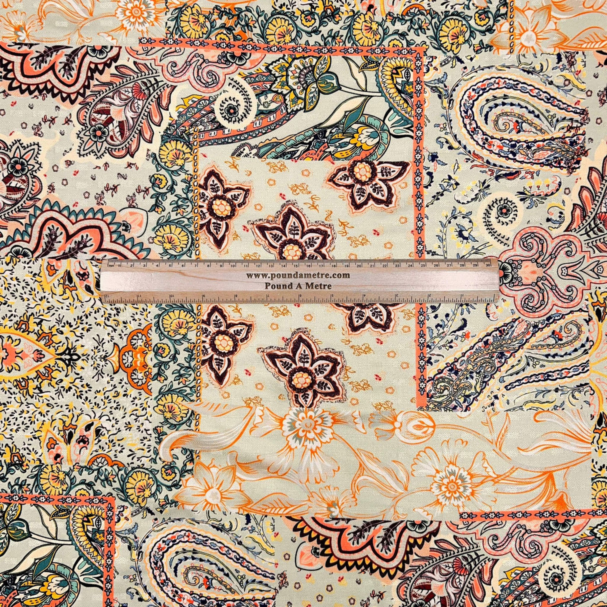 Pound A Metre Per Metres Per Metre Printed Cashmere Effect Crepe Fabric- 45" Wide (Panel)