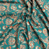 Pound A Metre Per Metre Per Metre Printed Cashmere Effect Crepe Fabric- 45" Wide (Teal)