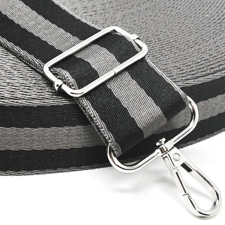 Per Metre Stripe Webbing, 40mm - (Black & Grey) - Pound A Metre