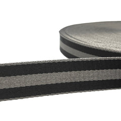 Per Metre Stripe Webbing, 40mm - (Black & Grey) - Pound A Metre